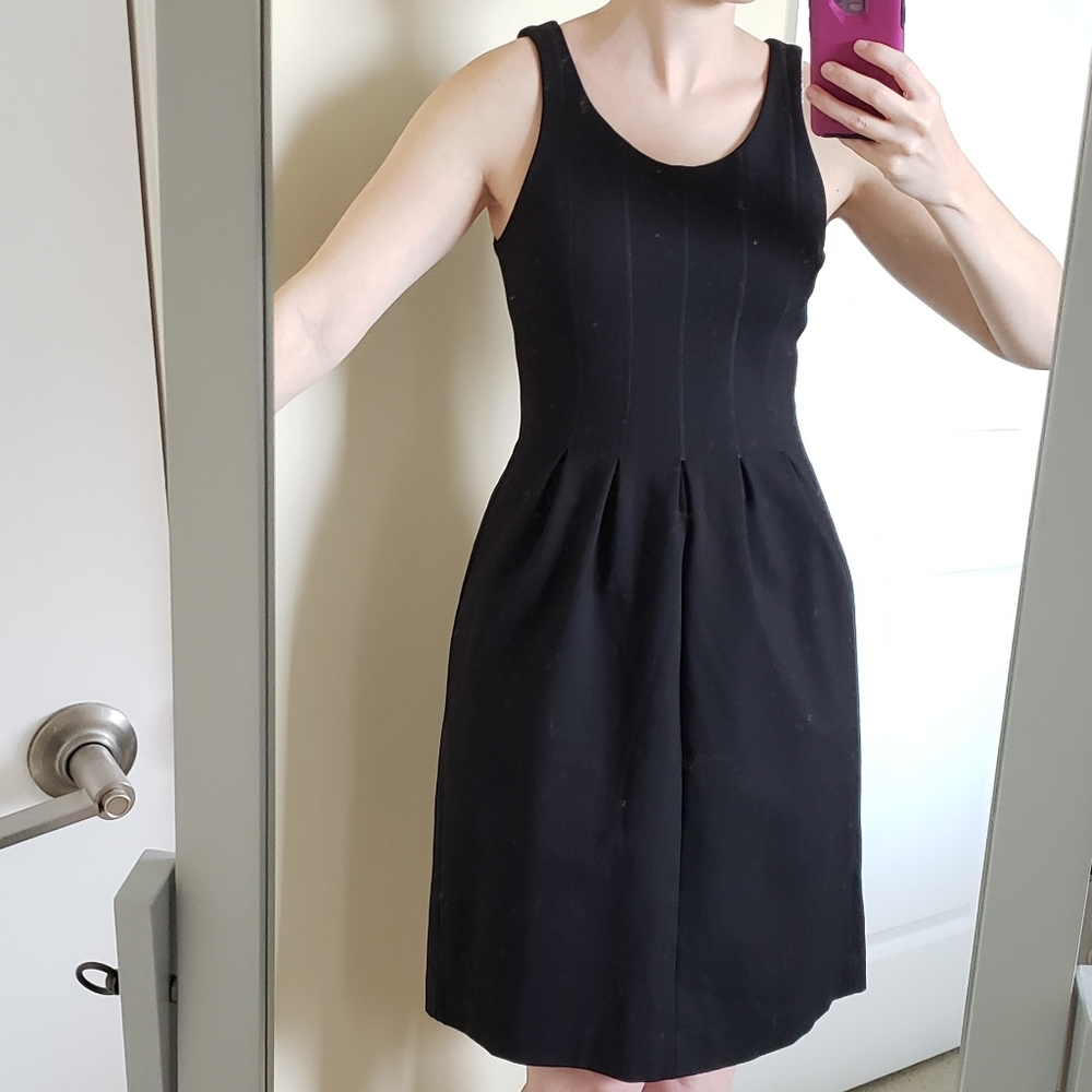 (Tall) J.Crew Black Pleated Midi Dress 6T